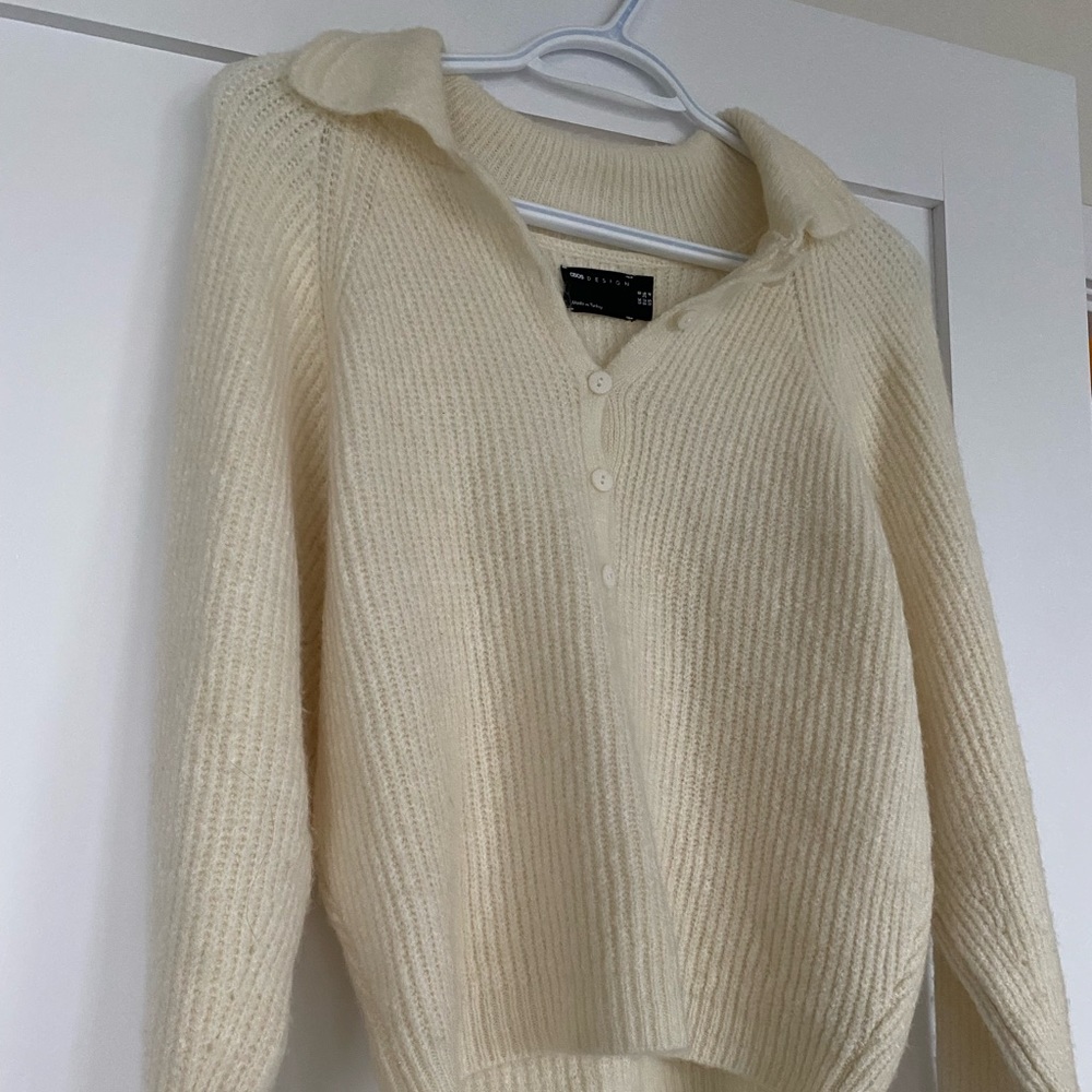 ASOS Design Button Down Collared Soft-Knit Sweater 🤍 - Picture 3 of 4